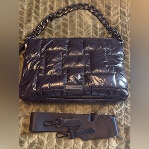 BCBGeneration Glossy Black Quilted Shoulder Bag